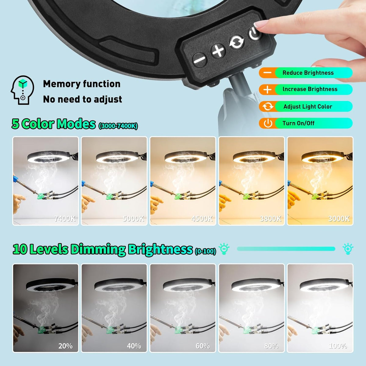 12X Magnifying Glass with Light and Stand, Soldering Helping Hands