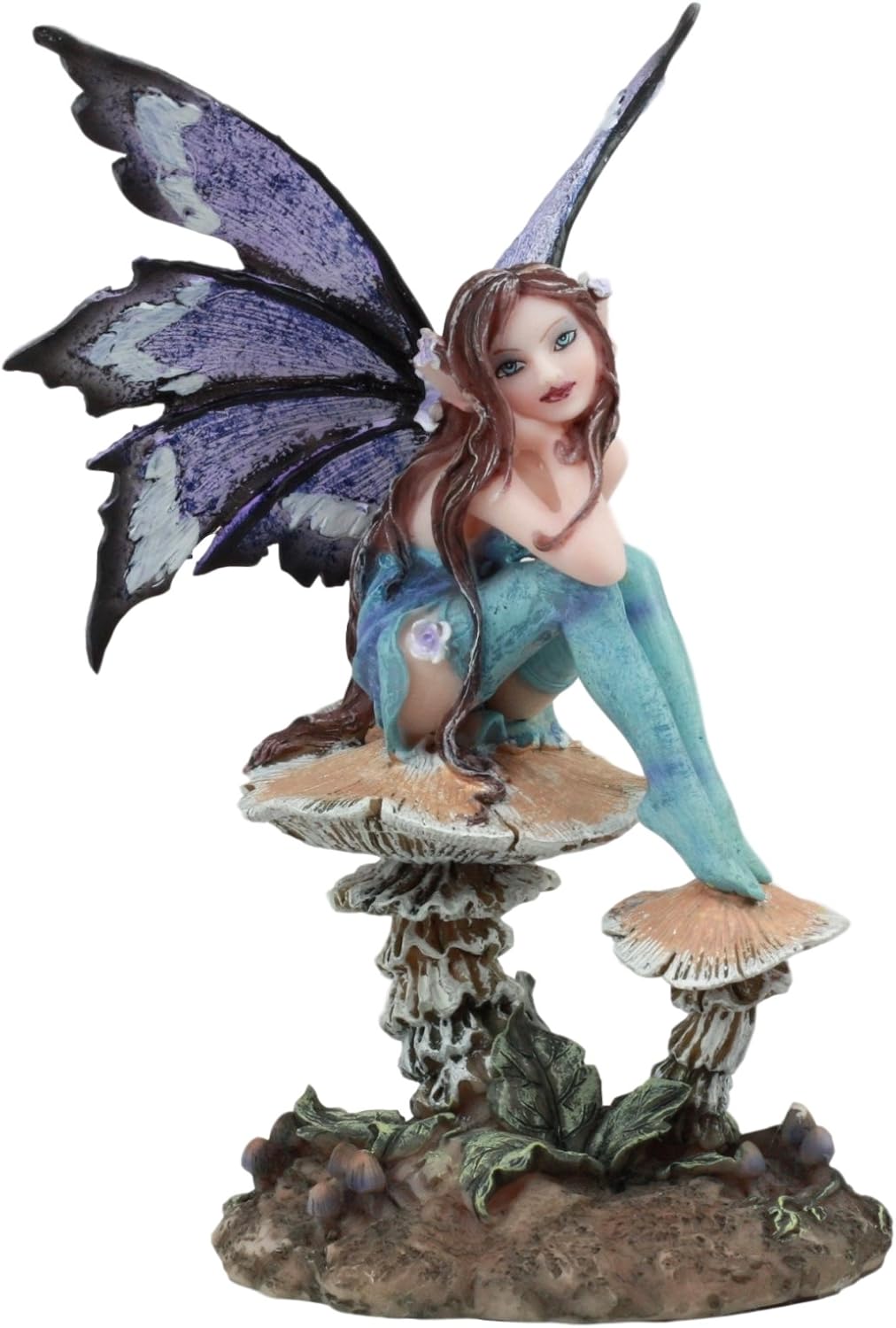 Ebros Amy Brown Forest Willow Nice Fairy Sitting On Wild Giant Mushroom Stool...