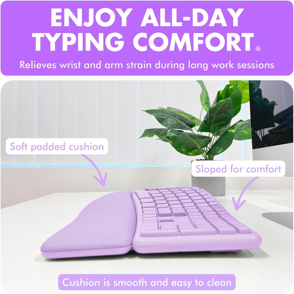X9 Ergonomic Keyboard and Mouse Wireless Combo - Purple Keyboard and Mouse Wi...