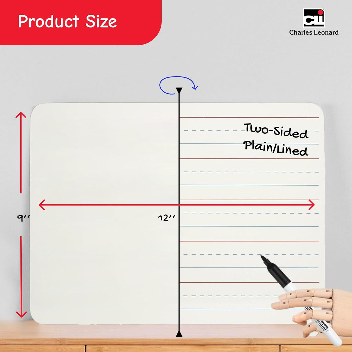 Charles Leonard Dual-Side Mini Dry Erase Boards, Classroom Pack of 12