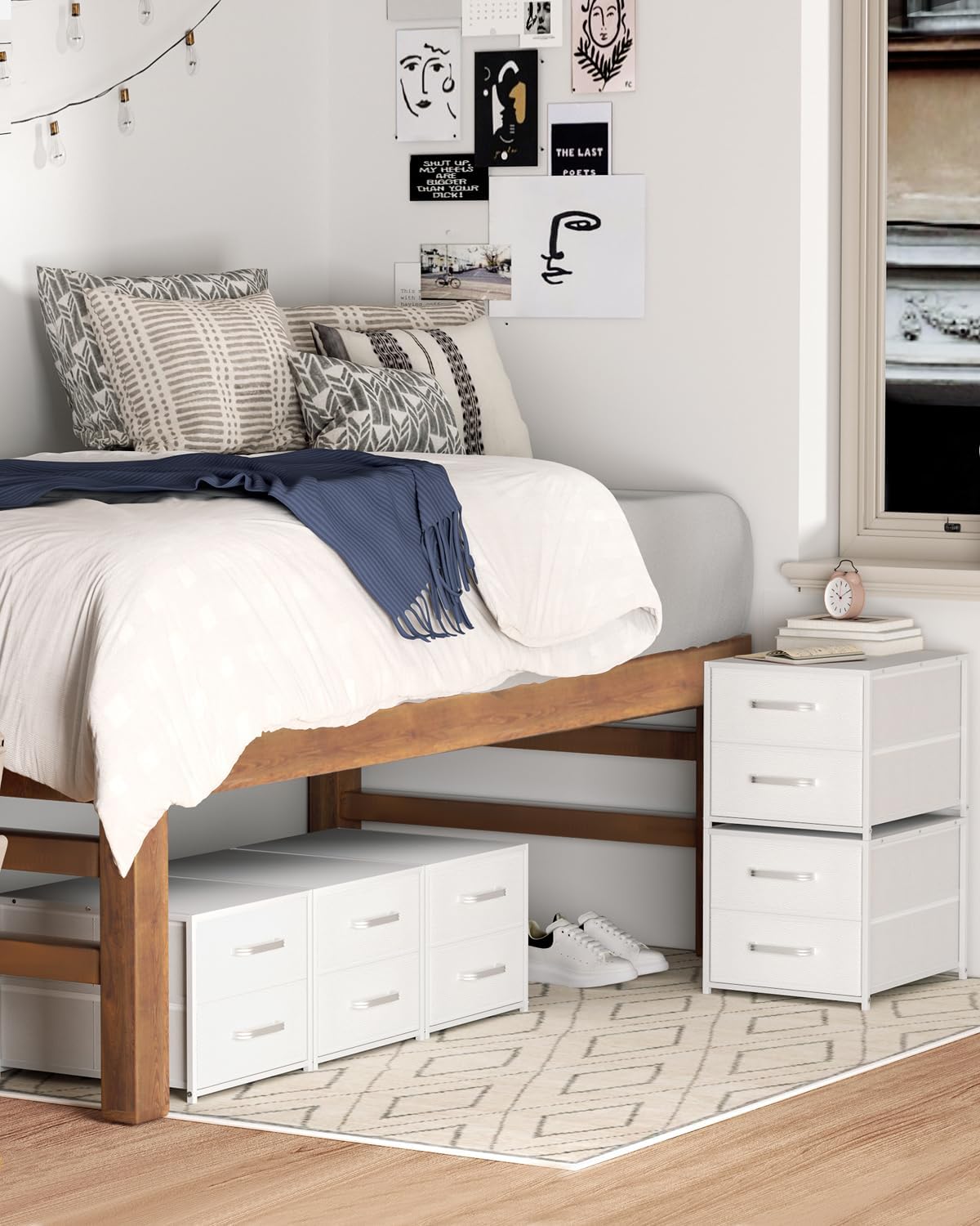 Homsorout 2 Pack Stackable Drawers for Closet, White Storage Drawers