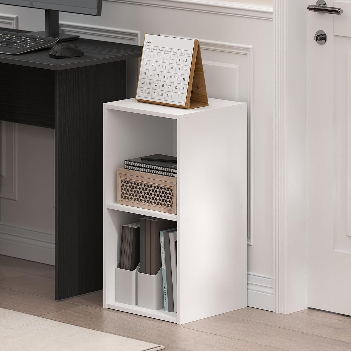 Furinno LUDER Book Shelf, 2-Cube Bookshelf, Bookcase, White