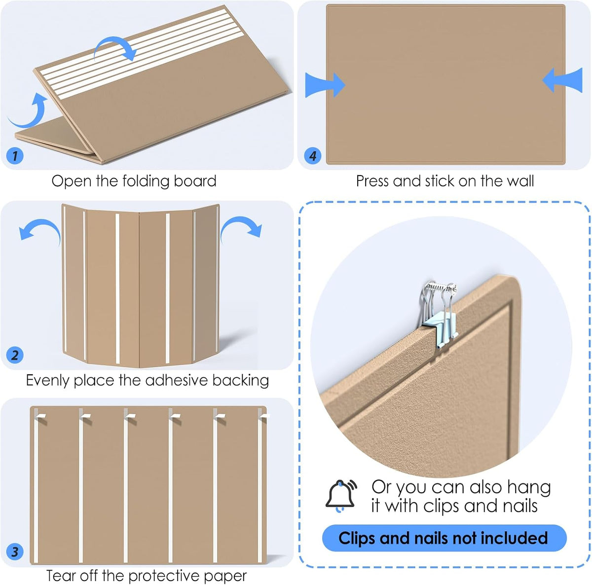 MaxGear Large Bulletin Board 72" x 48", Foldable Felt Board Beige B...