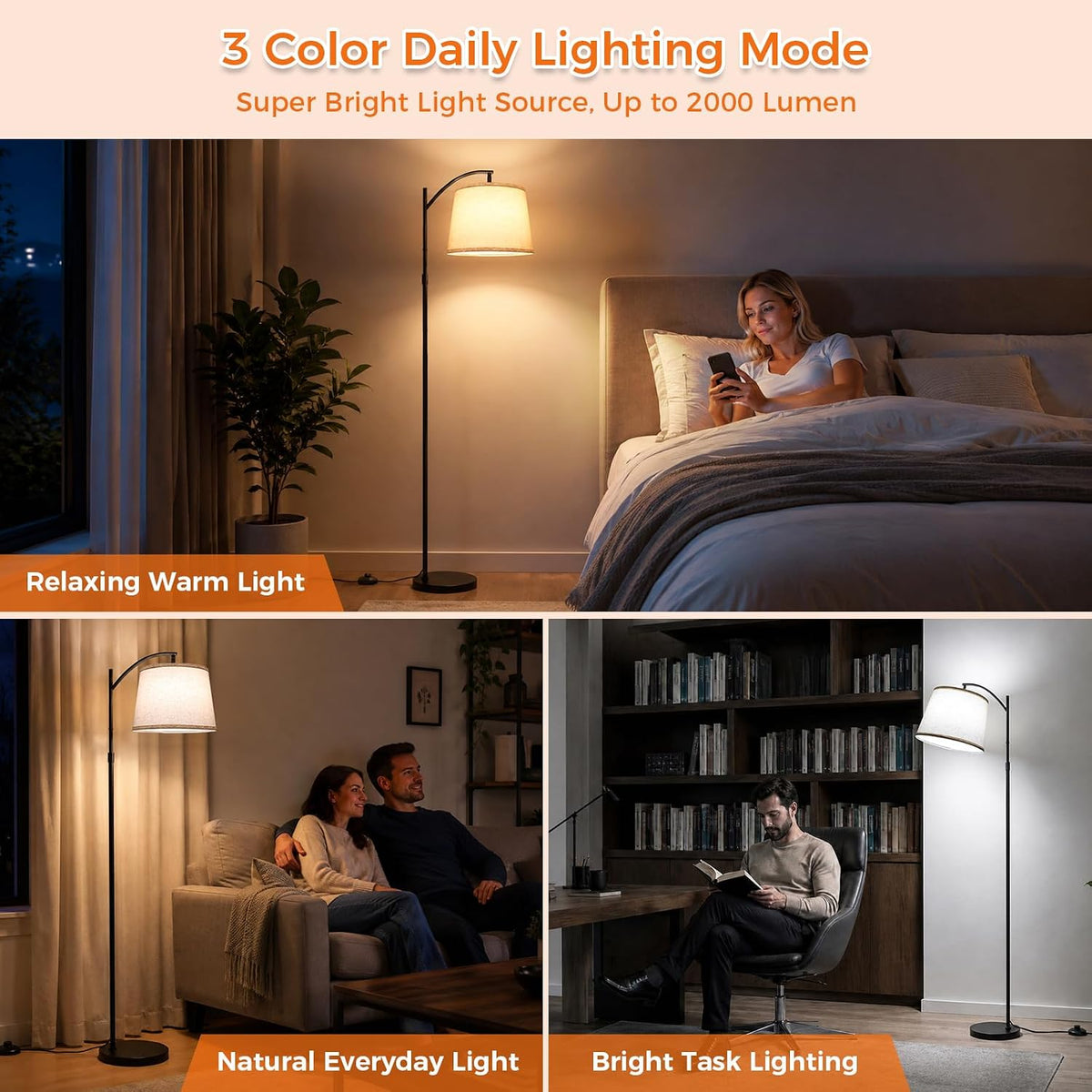 Unicozin 2000LM Floor Lamp, 65"-71" Adjustable Standing Lamp with 1...