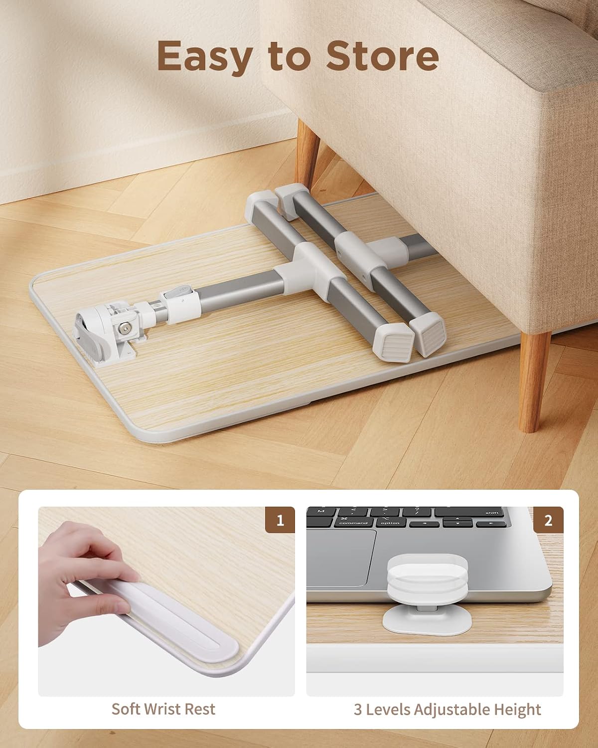SAIJI Laptop Bed Tray Table, Adjustable Standing Desk Lap Desk