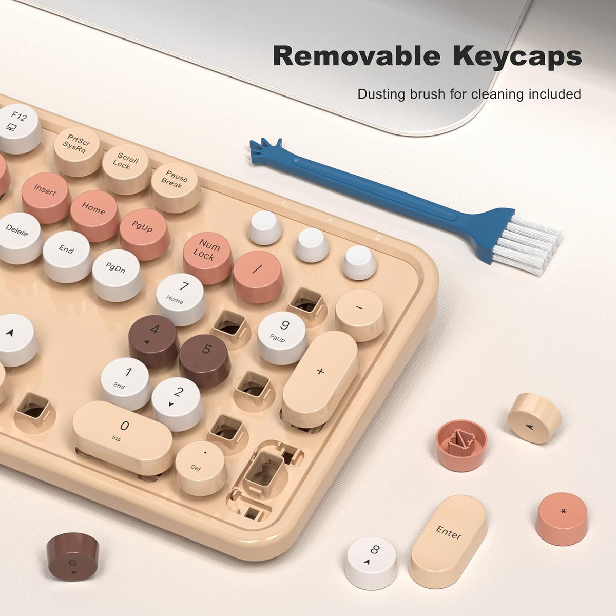 Wireless Keyboard and Mouse Combo, 2.4GHz Retro Full-Size Typewriter Keyboard...