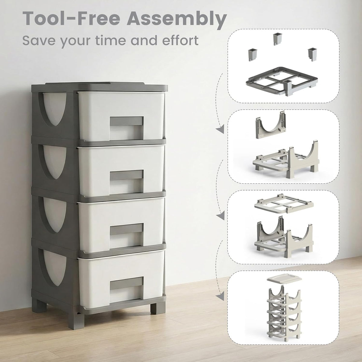 Giantex 4-Drawer Storage Organizer, Plastic Storage Tower with Drawers, Multi...