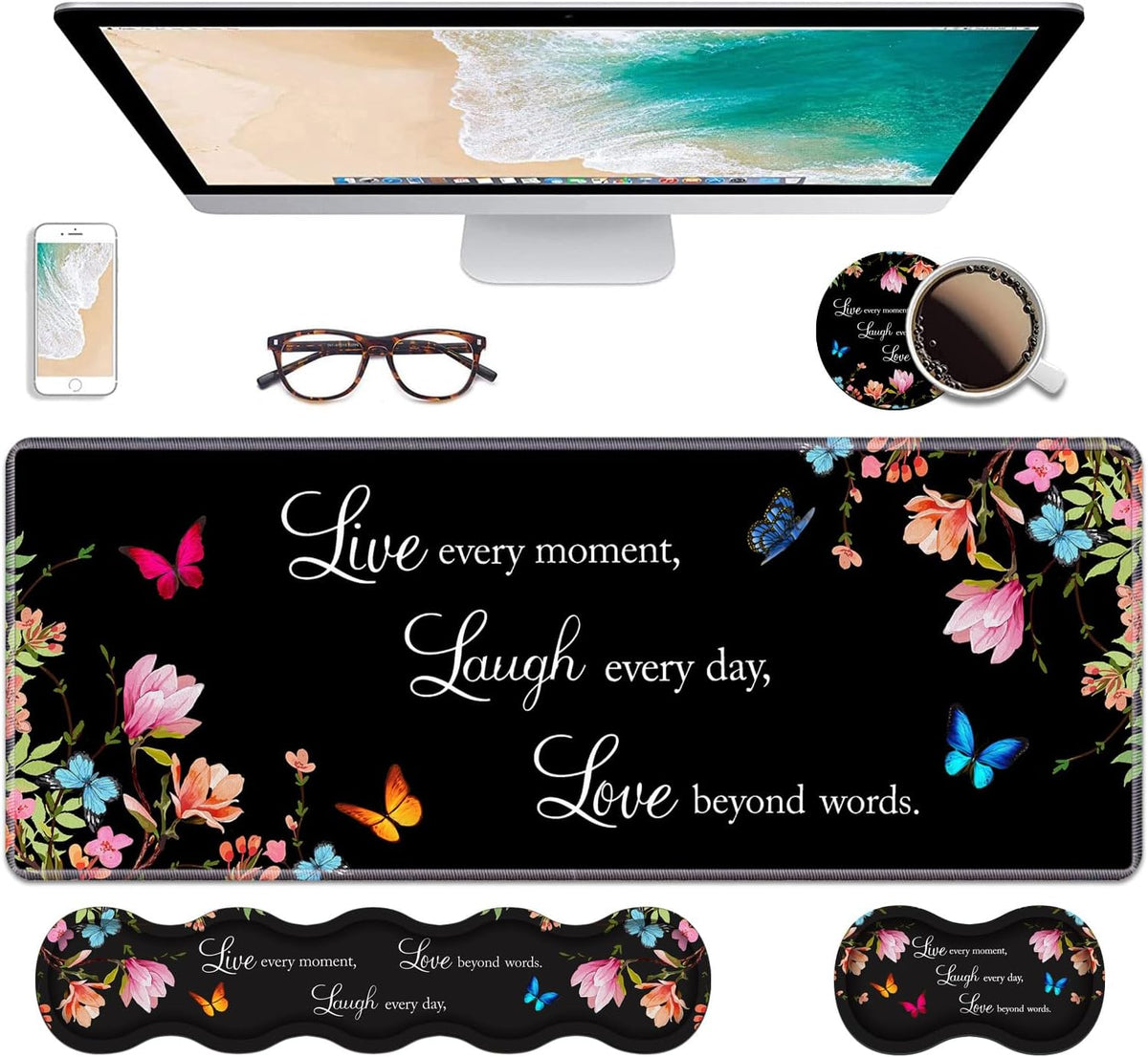 Ergonomic Keyboard Wrist Rest & Mouse Pad Wrist Rest Set,Large XXL Gaming...