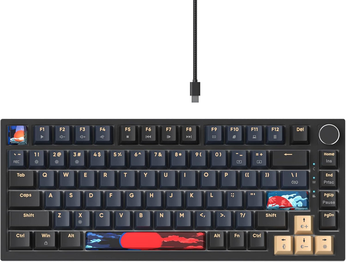 BlueSamurai 75% Wired Mechanical Gaming Keyboard - Hot Swappable, Red Switch,...