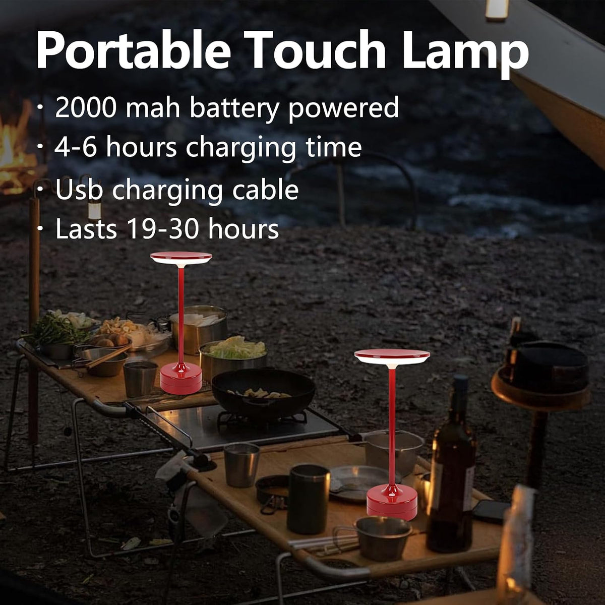 Small Table Lamp, Portable Metal Table Lamp, Cordless Rechargeable Table Lamp...