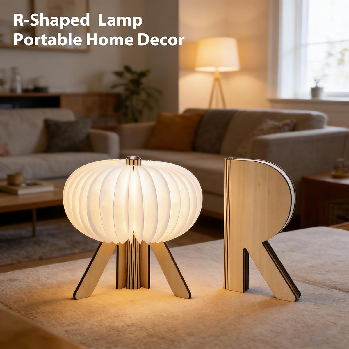 Pumpkin Table Lamp, Portable Night Light, Rechargeable Paper Lamp
