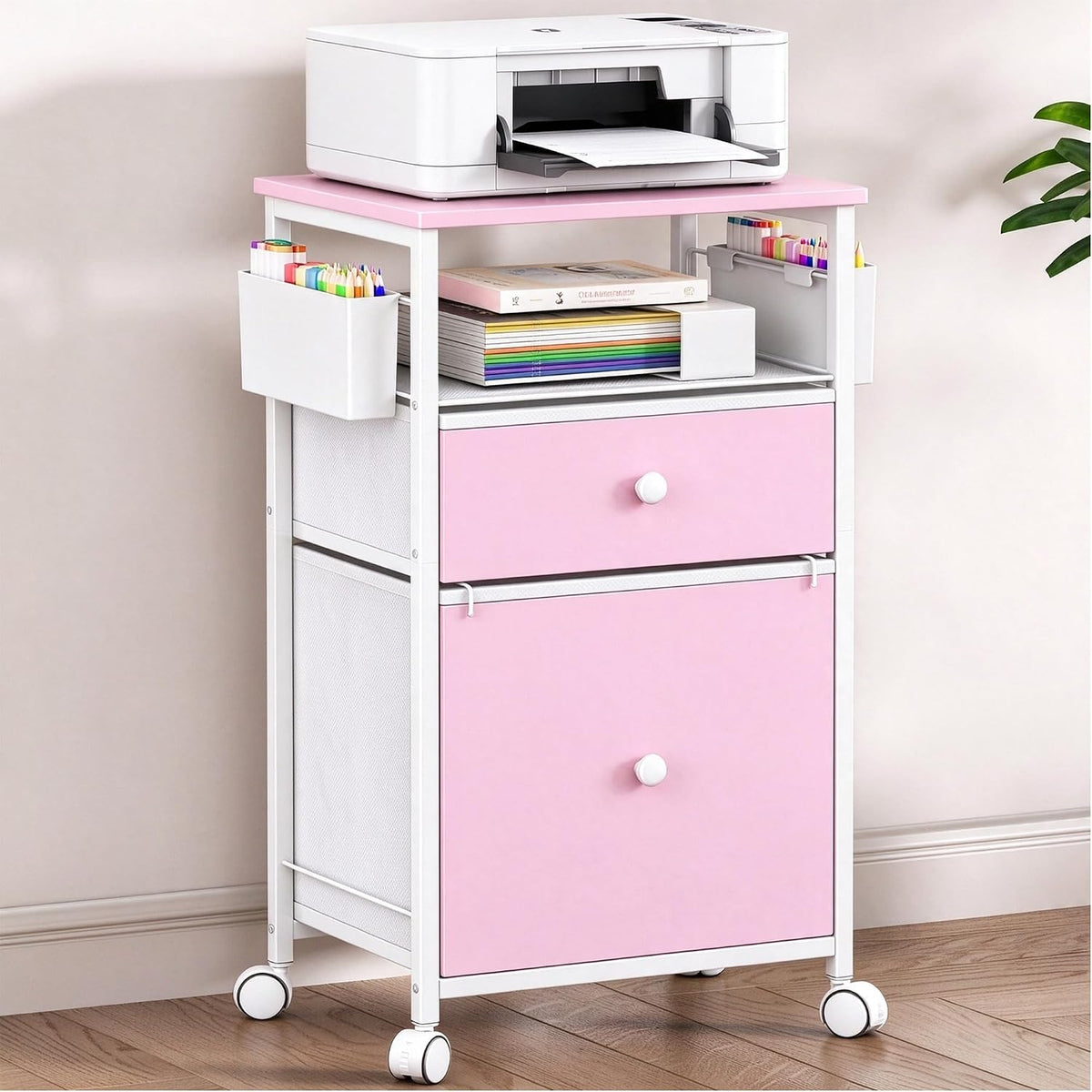 OPNICE File Cabinet Fits A4/Letter Size, Mobile Filing Cabinet & Printer ...