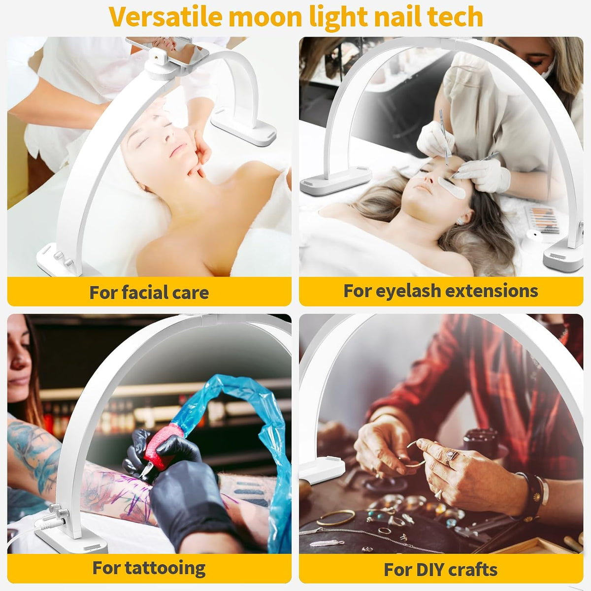 CGBE Nail Tech Light: 30.7" Half Moon Nail Desk Lamp with Phone Holder
