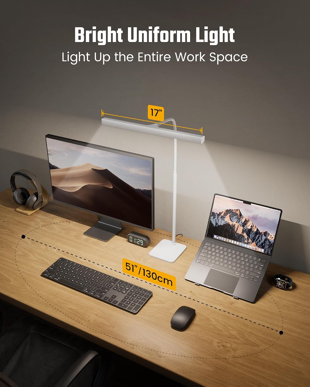 SUPERDANNY LED Desk Lamp for Home Office, Eye-Caring Desk Light with Base