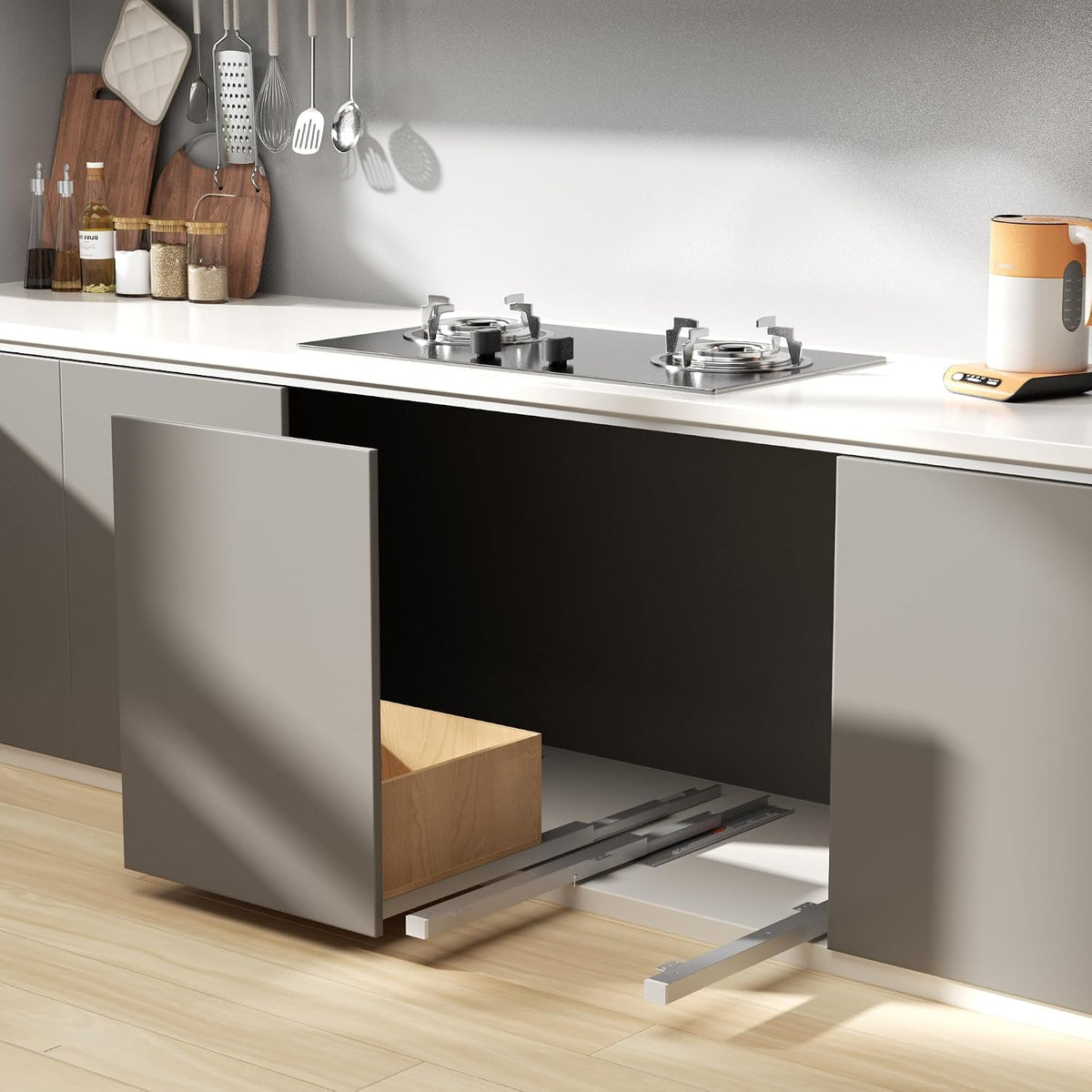 Undermount Drawer Slide Bottom Mount Pull Out Shelf Slides Full Extension