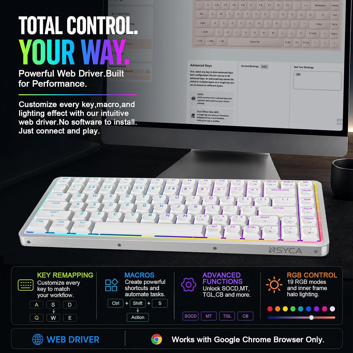 Air75 Low Profile Mechanical Keyboard Wireless, 75% Aluminum Frame, Hot Swapp...