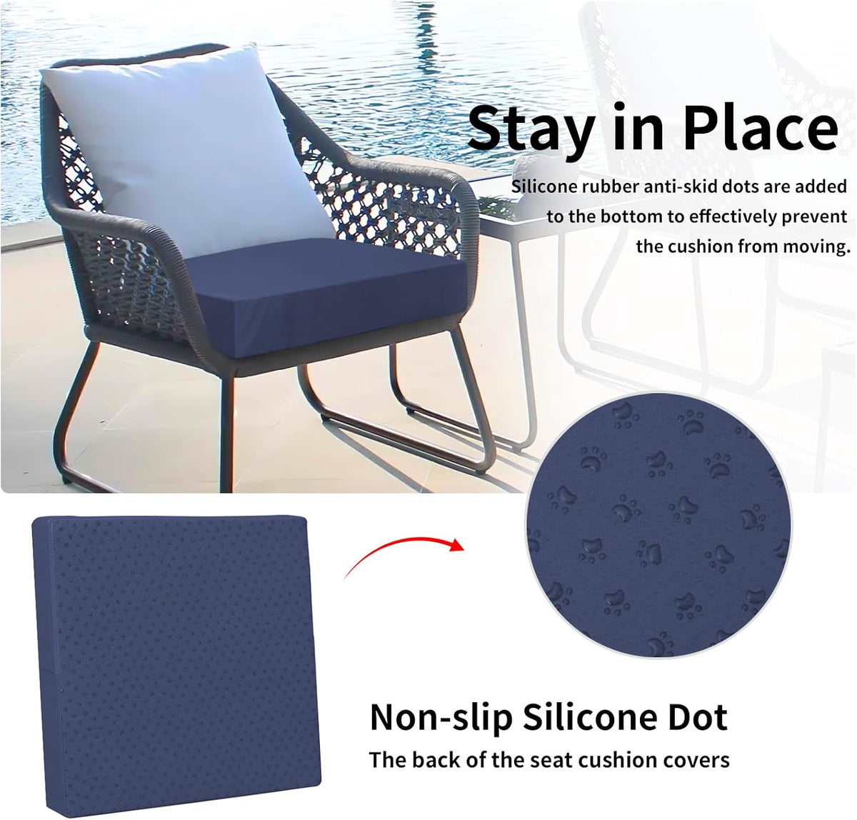Easy-Going Waterproof Patio Cushion Covers 22x22x4 inch 4 Pack