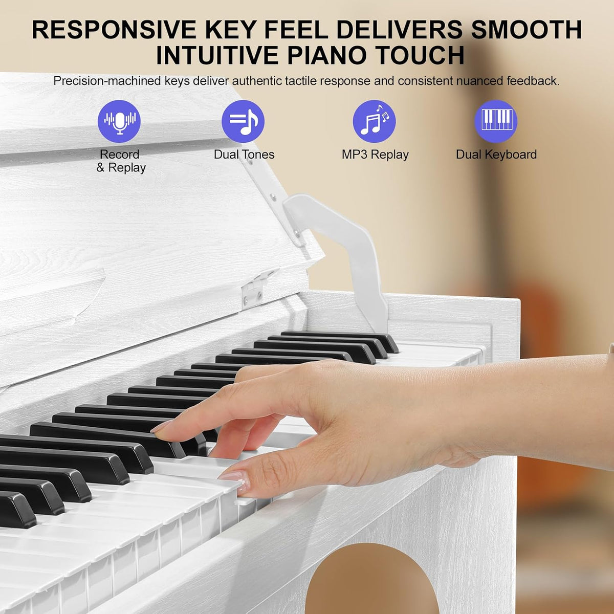 Digital Piano Keyboard 88 key,Semi-Weighted Electric Piano,Wooden Desk Full S...