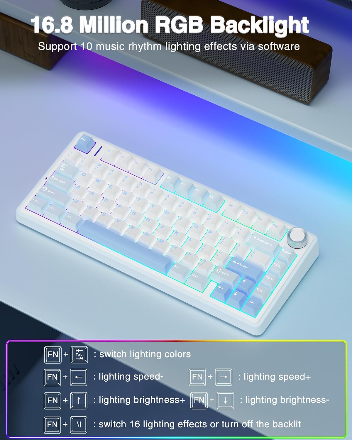 AULA F75 75% Wireless Mechanical Keyboard, Hot Swappable Creamy Keyboard, Pre...
