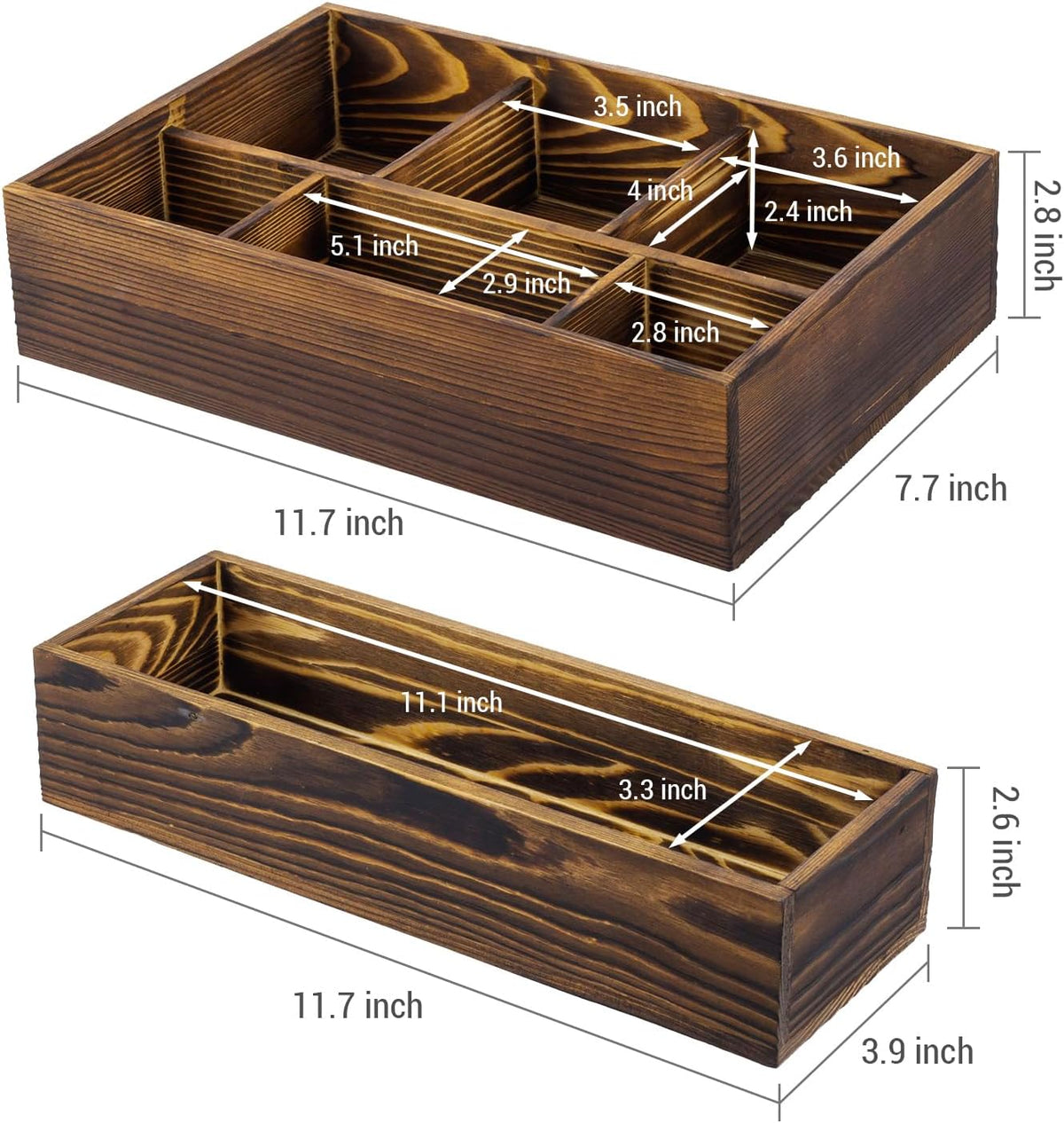 MyGift Counter Storage Organizer, 2 Tier Rustic Burnt Solid Wood Stackable Mo...