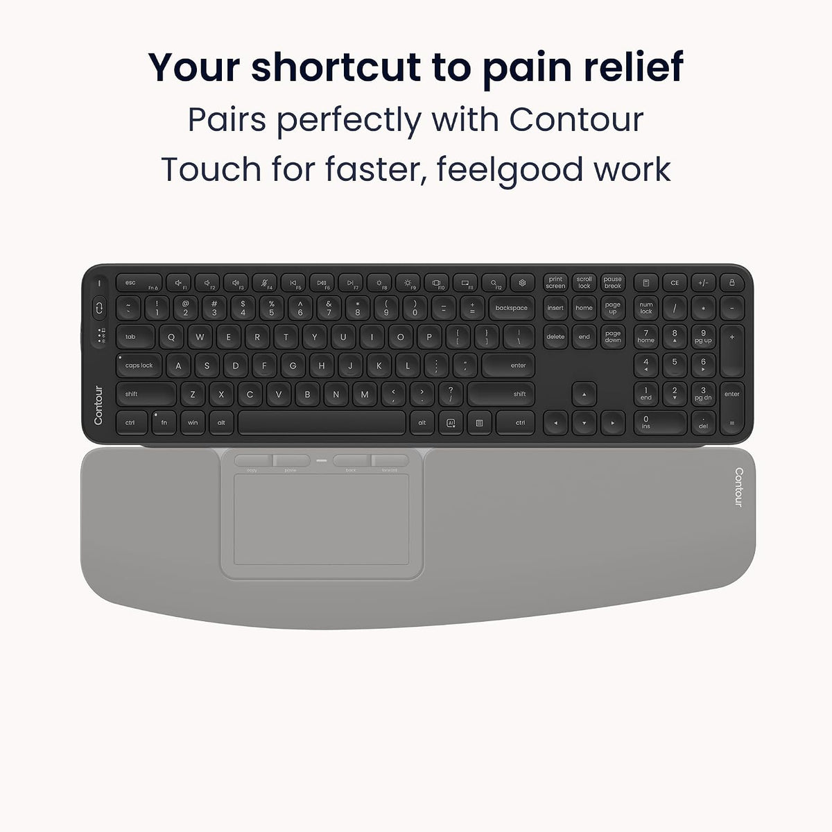 Contour Balance Keyboard: Full-Size Wireless Keyboard with USB Receiver, US L...