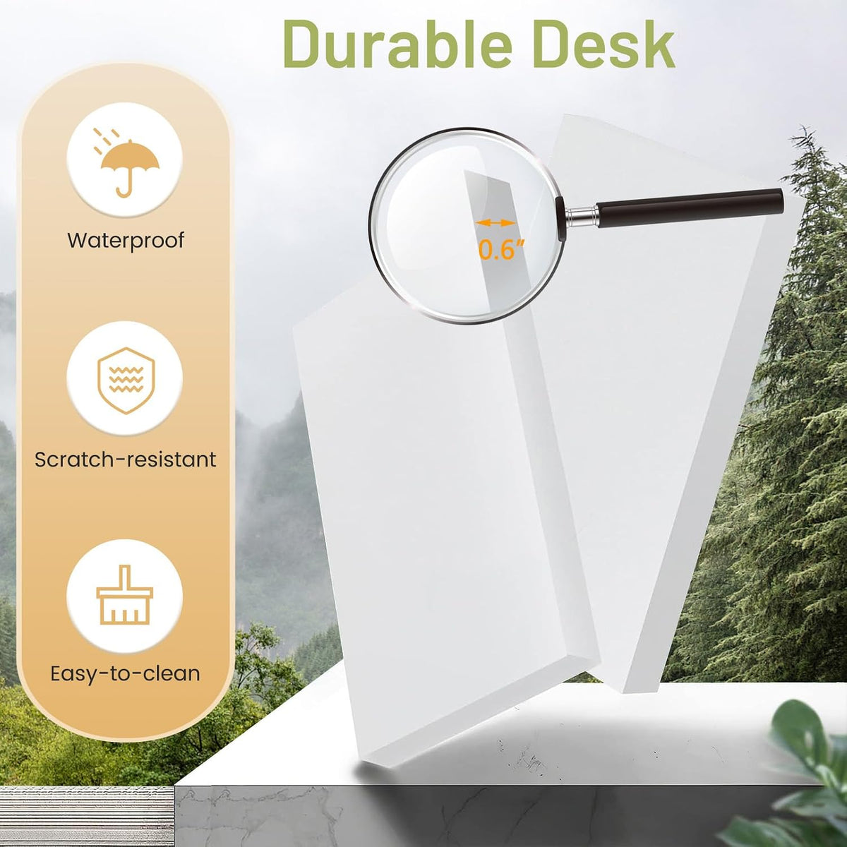 Computer Desk with Hutch & Keyboard Tray, Home Office Workstation with Dr...