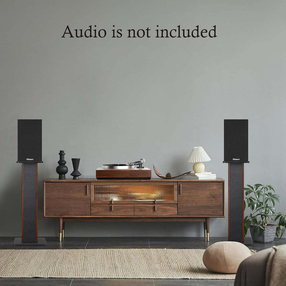 Elimavi 22.64" Universal Floor Speaker Stands, 150 lb Capacity, Brown