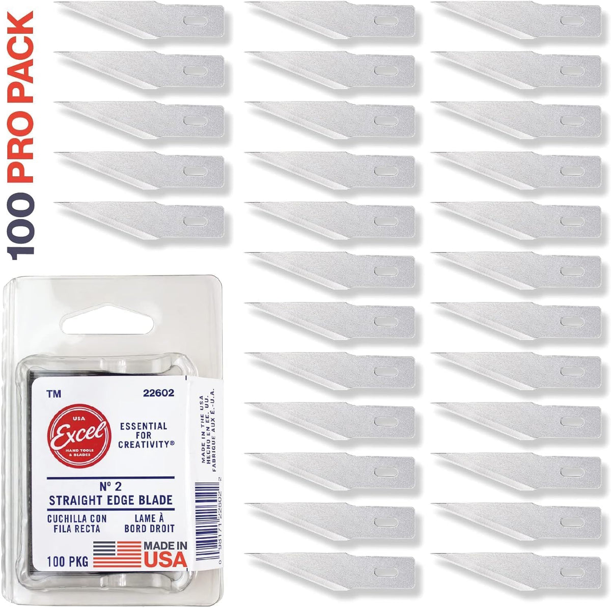 Excel Blades #2 100-Pack Angled Stencil Craft Blades, Carbon Steel, USA