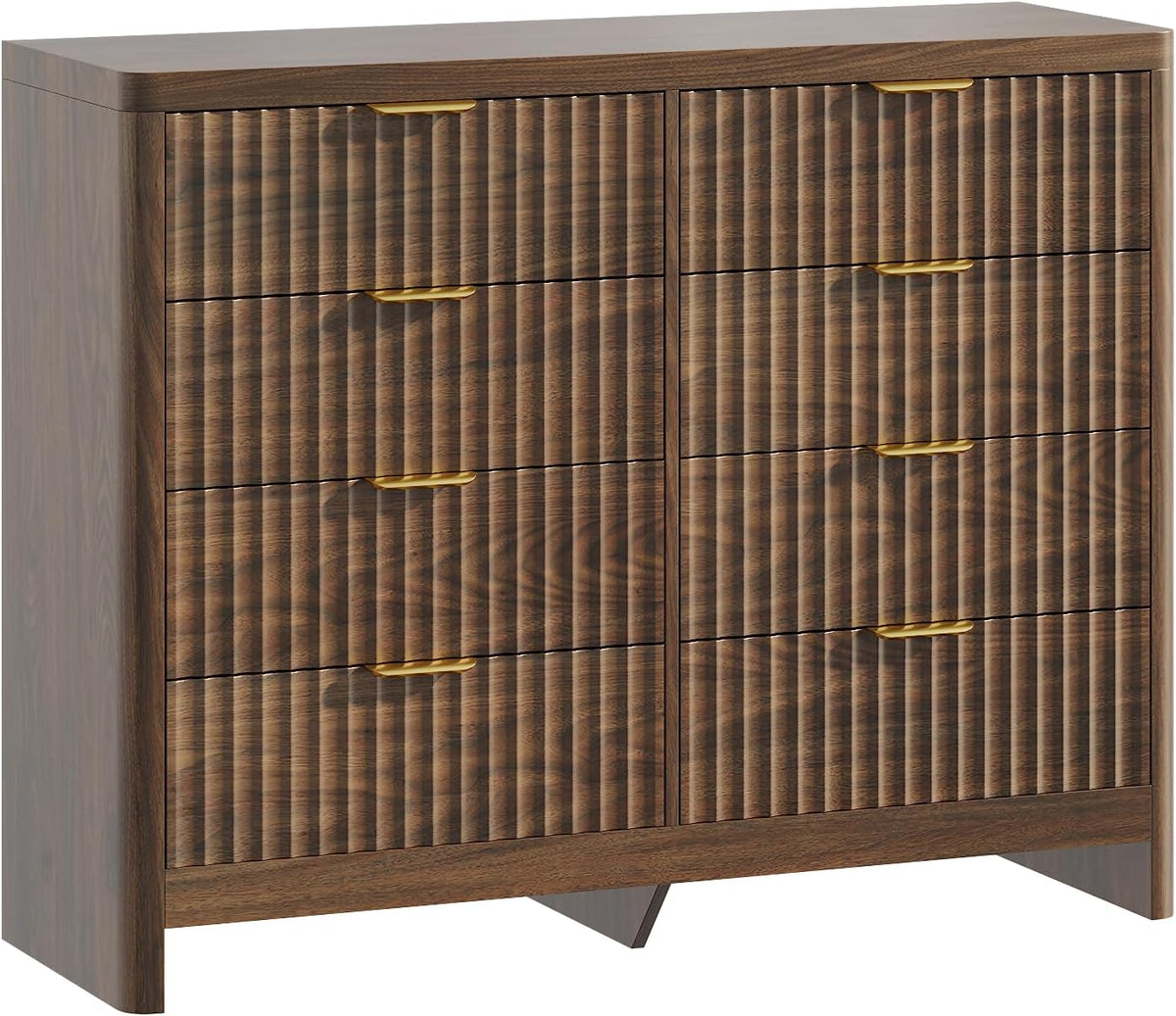 Fluted 8 Drawer Dresser for Bedroom, 47" Wide Modern Chest of Drawers wi...