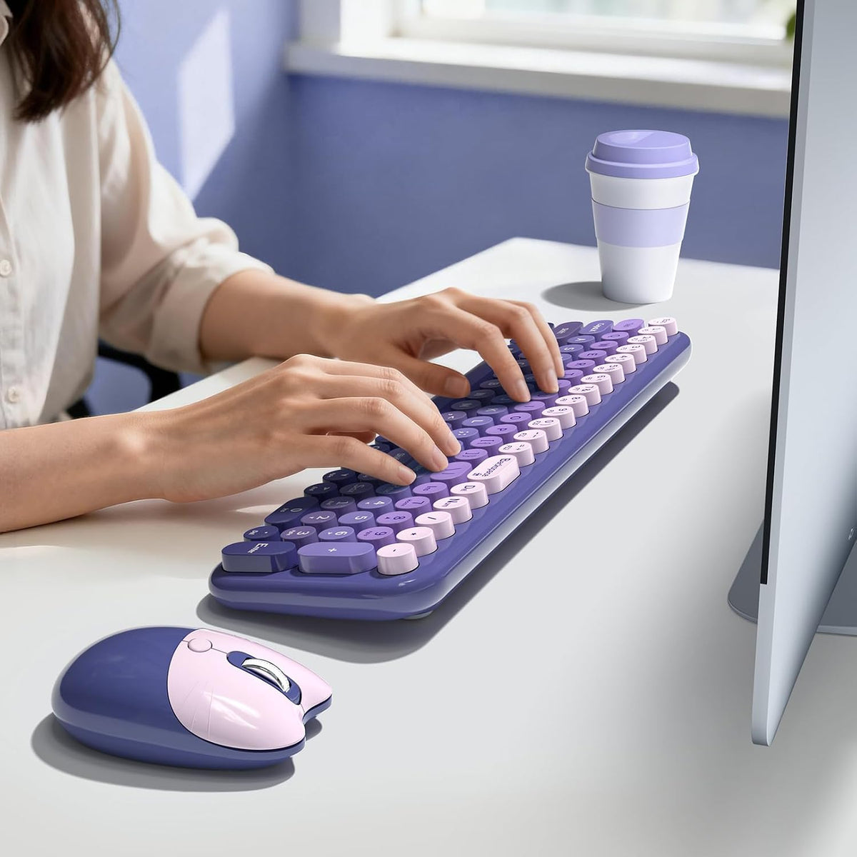 MOFII Wireless Keyboard and Mouse Combo, Compact Small Keyboard with Large Pr...