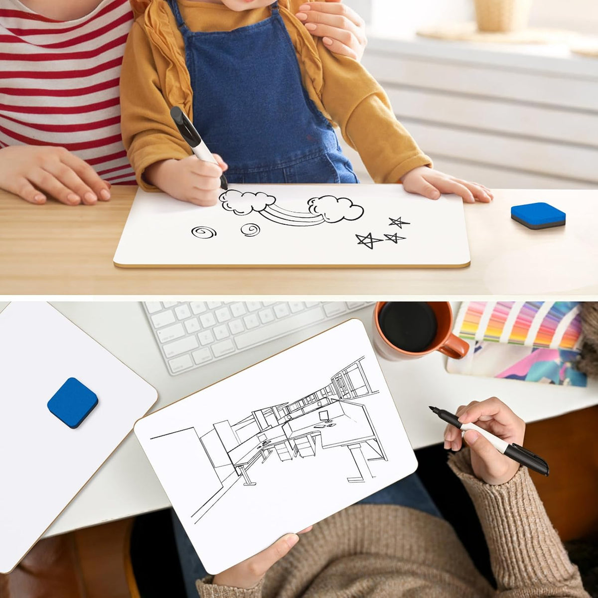 MaxGear Double Sided Dry Erase Board, 9'' x 12'' Small White ...