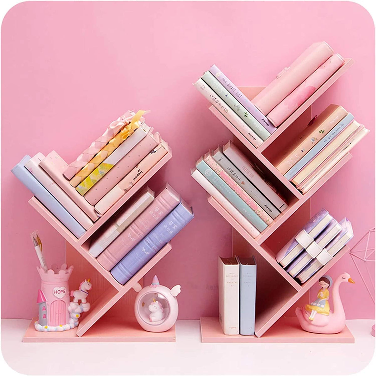 Tree Bookshelf,4-Layer Floor Standing Bookshelf,The Desktop Bookshelf Can Hol...