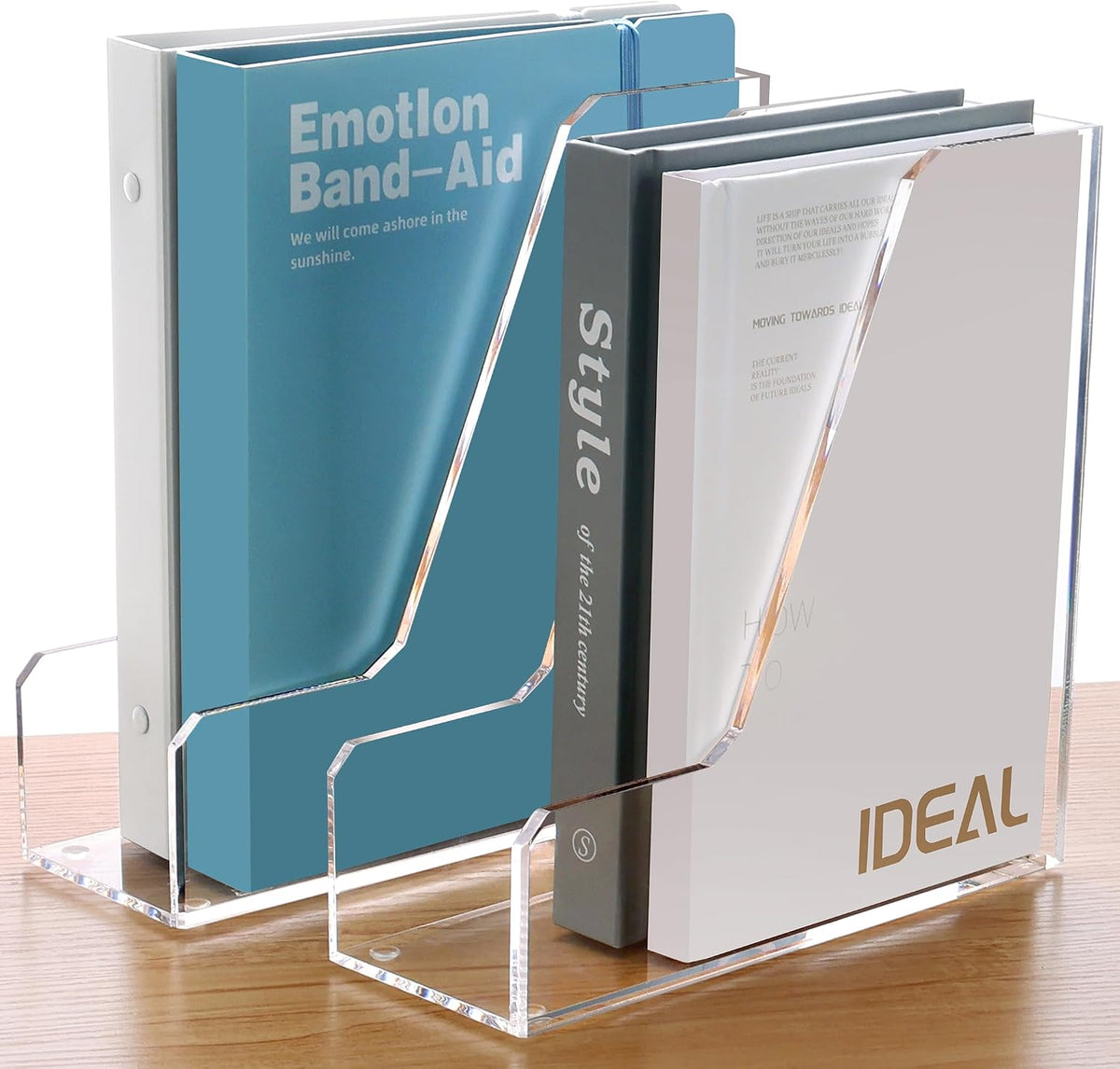 SANRUI 2 Pack Acrylic Magazine File Holder, Clear Vertical Desk Organizer