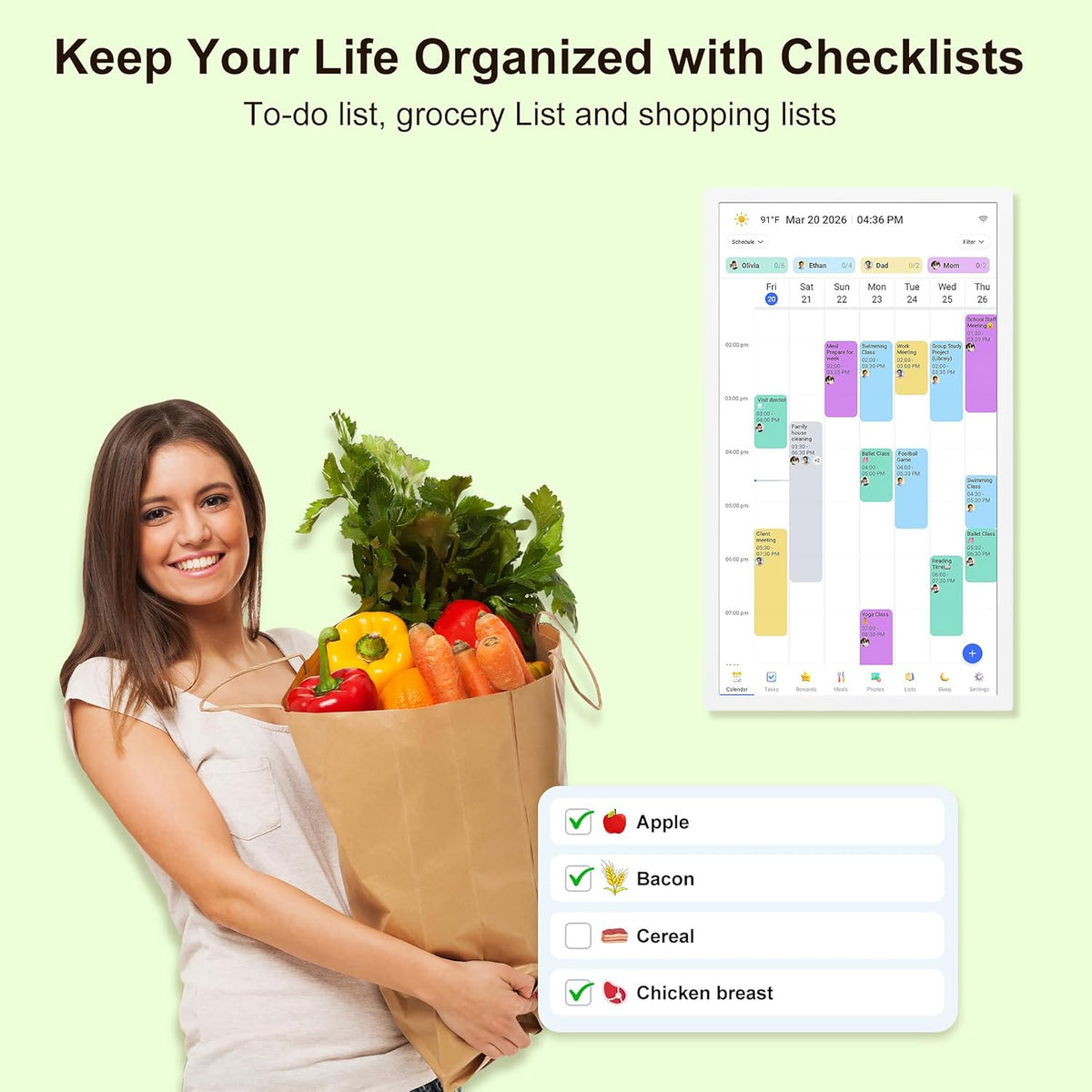 Digital Calendar – 27 Inch Electronic Wall Calendar & Chore Chart, Smart ...
