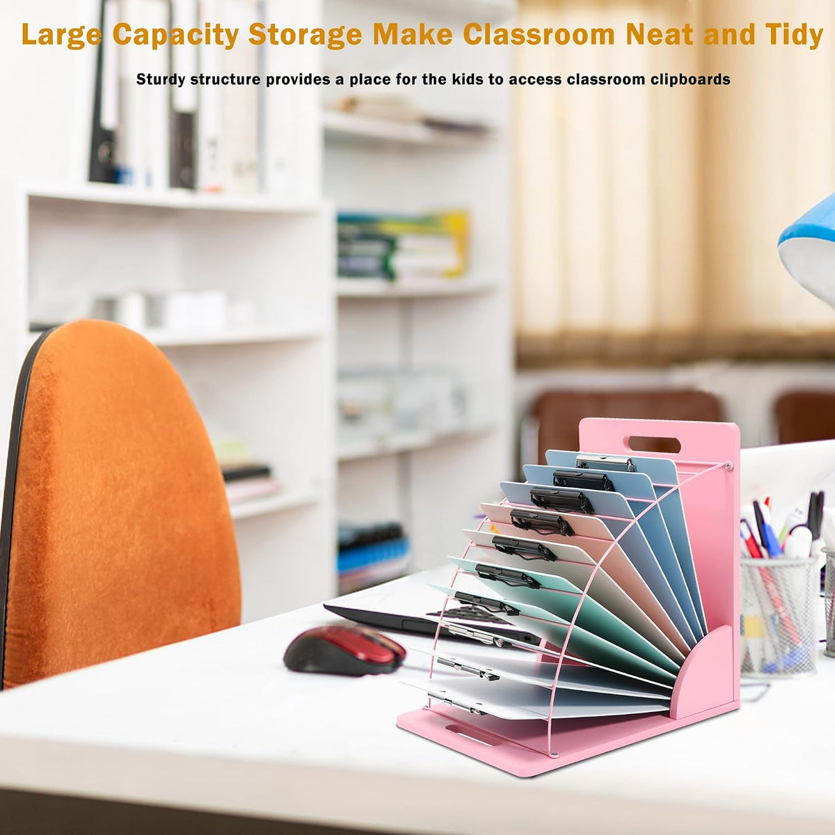 2 Pack Clipboard Holder - 12 Layer Clipboard Storage Rack Wooden Clipboards O...