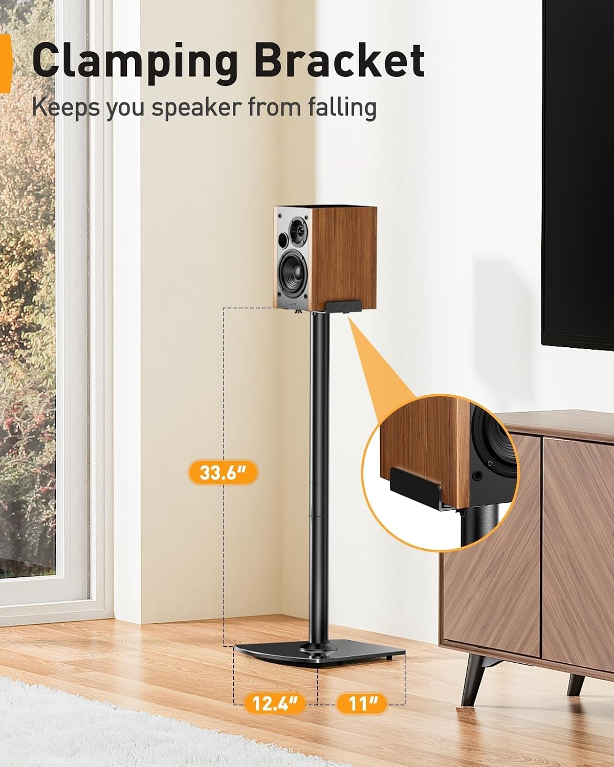 Perlegear Universal Speaker Stands Pair with Cable Management, 33.6 inch Spea...