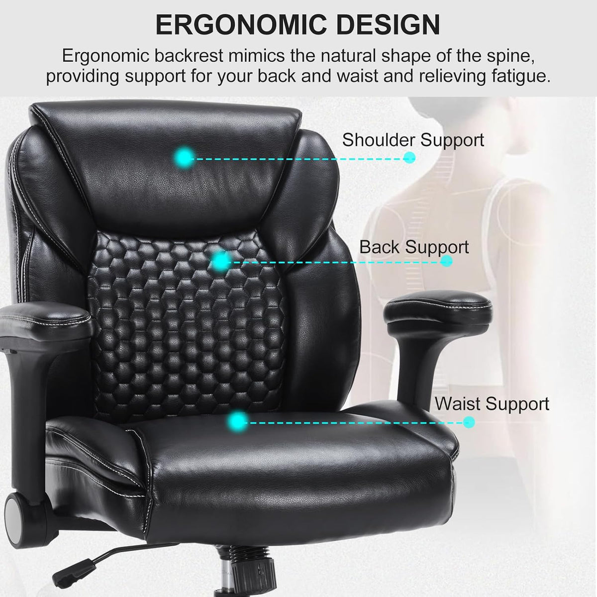 Drafting Chair, Tall Office Chair with Adjustable Armrests Mid-Back Standing ...