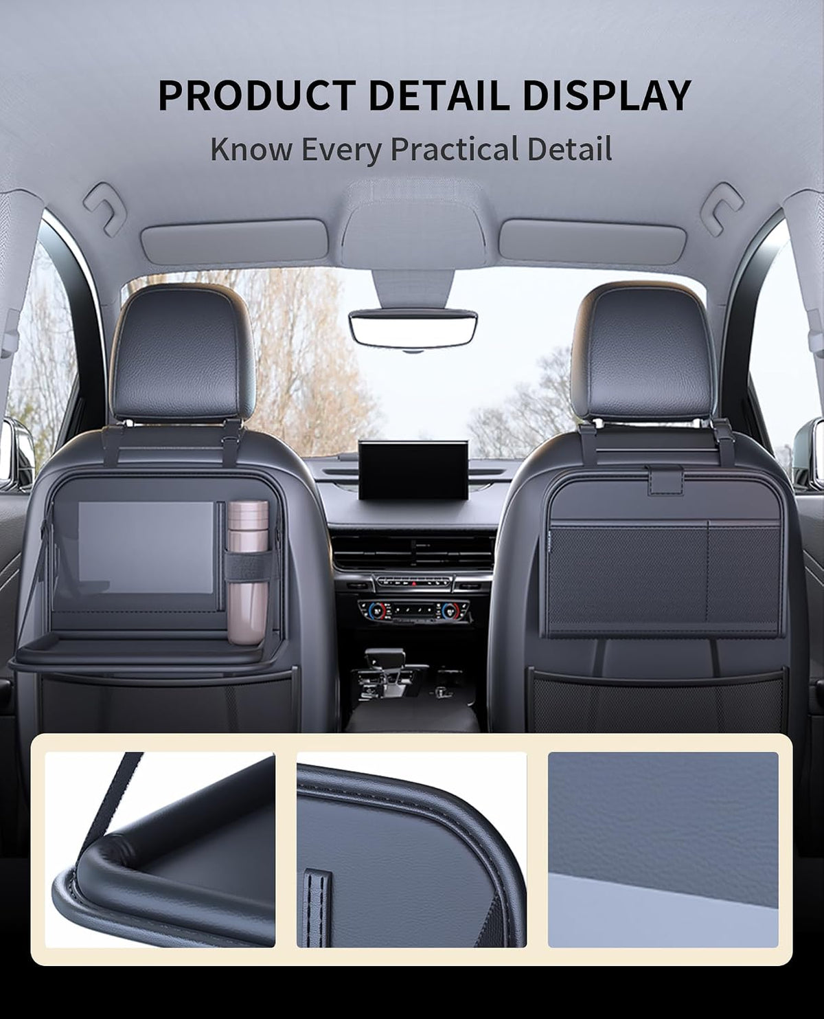 Backseat Car Organizer with Foldable Tray & Tablet Holder