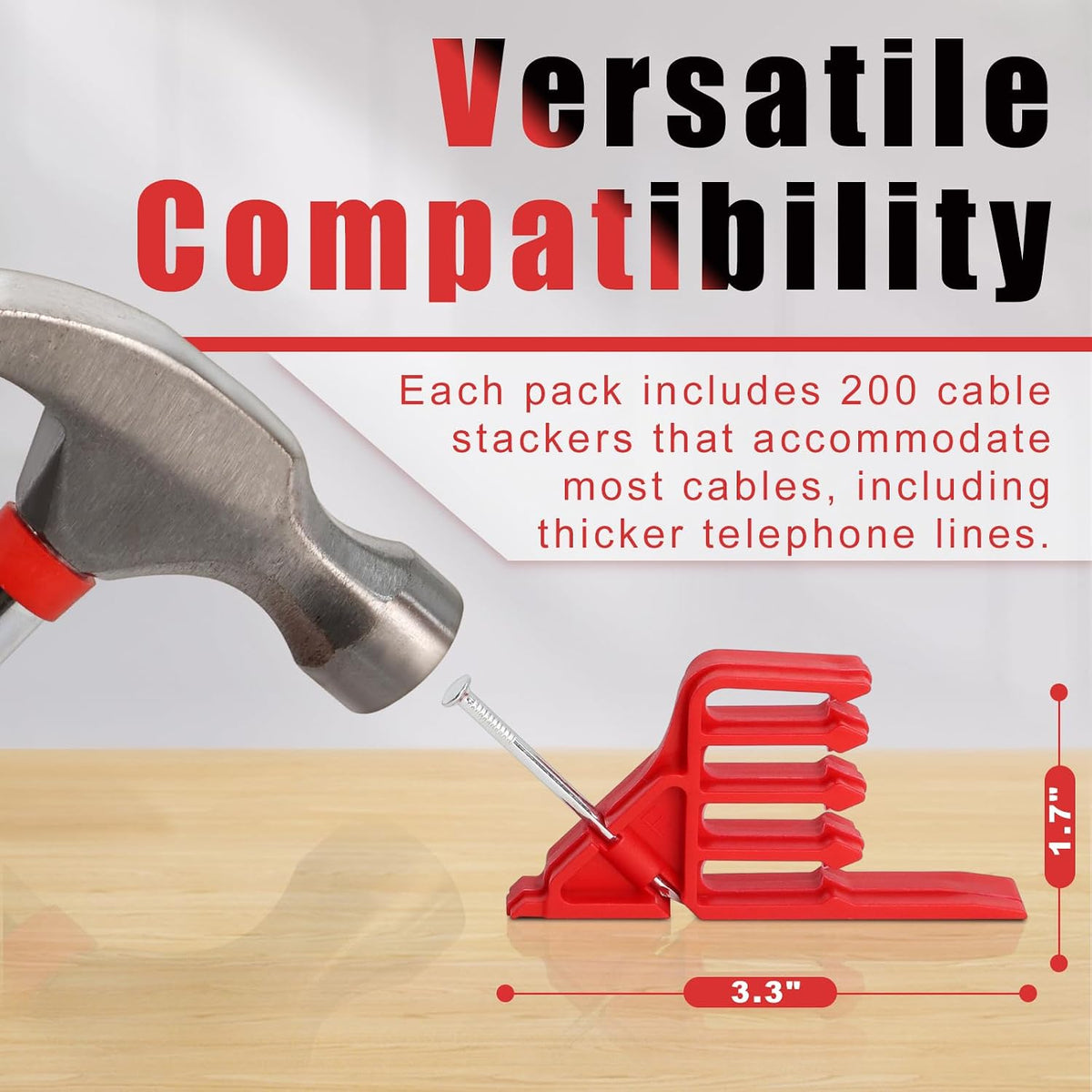 200 Pack Cable Stackers with Steel Nails, Multi-Cable Electrical Wire Clips