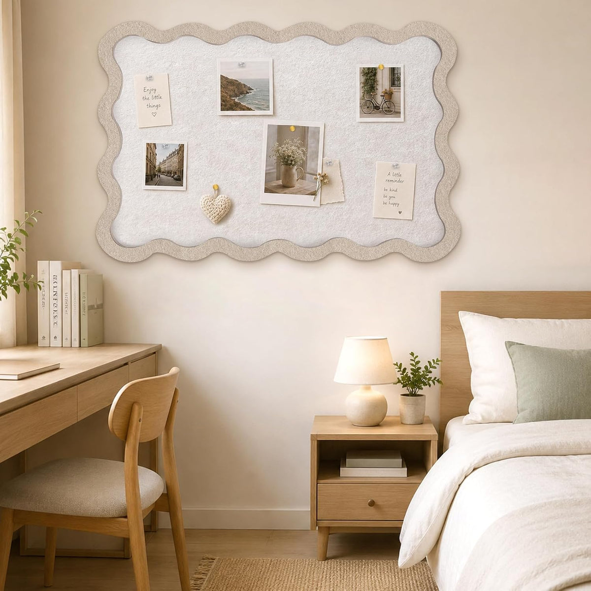 Scalloped Felt Bulletin Board 36"x24", Decorative Pin Board for Wall