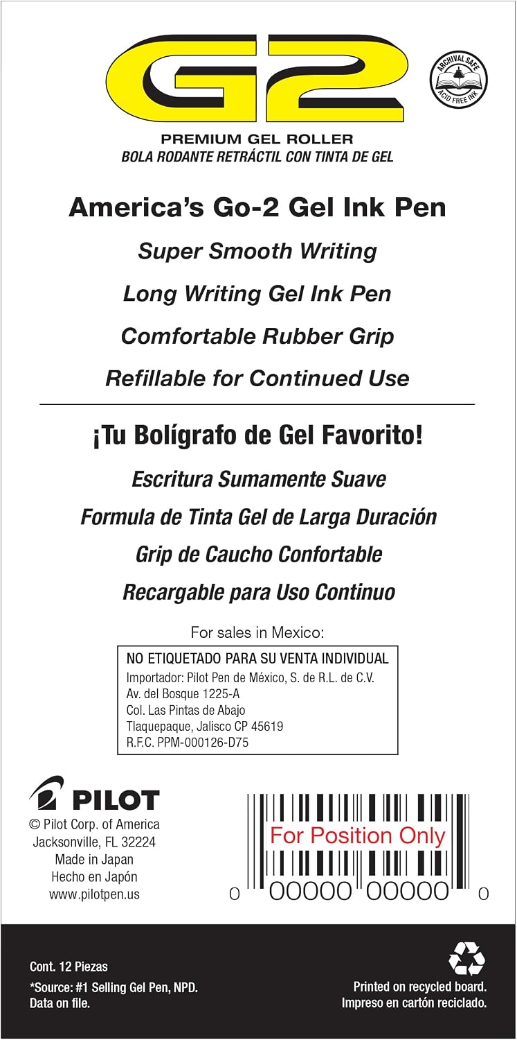 PILOT G2 Premium Refillable & Retractable Rolling Ball Gel Pens,Bold Poin...