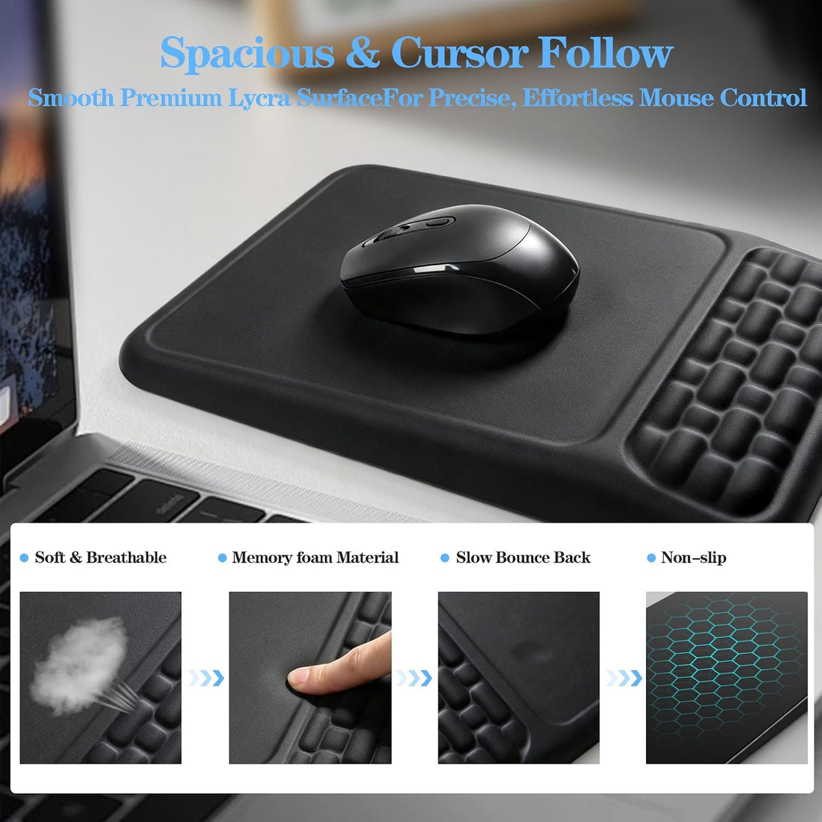 Computer Keyboard Stand with Wrist Rest and Mouse Pad Wrist Support