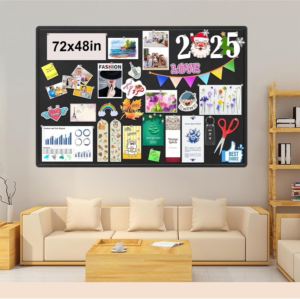 Large Bulletin Board, Foldable 72x48 Inches Cork Board Alternative, Large Fel...