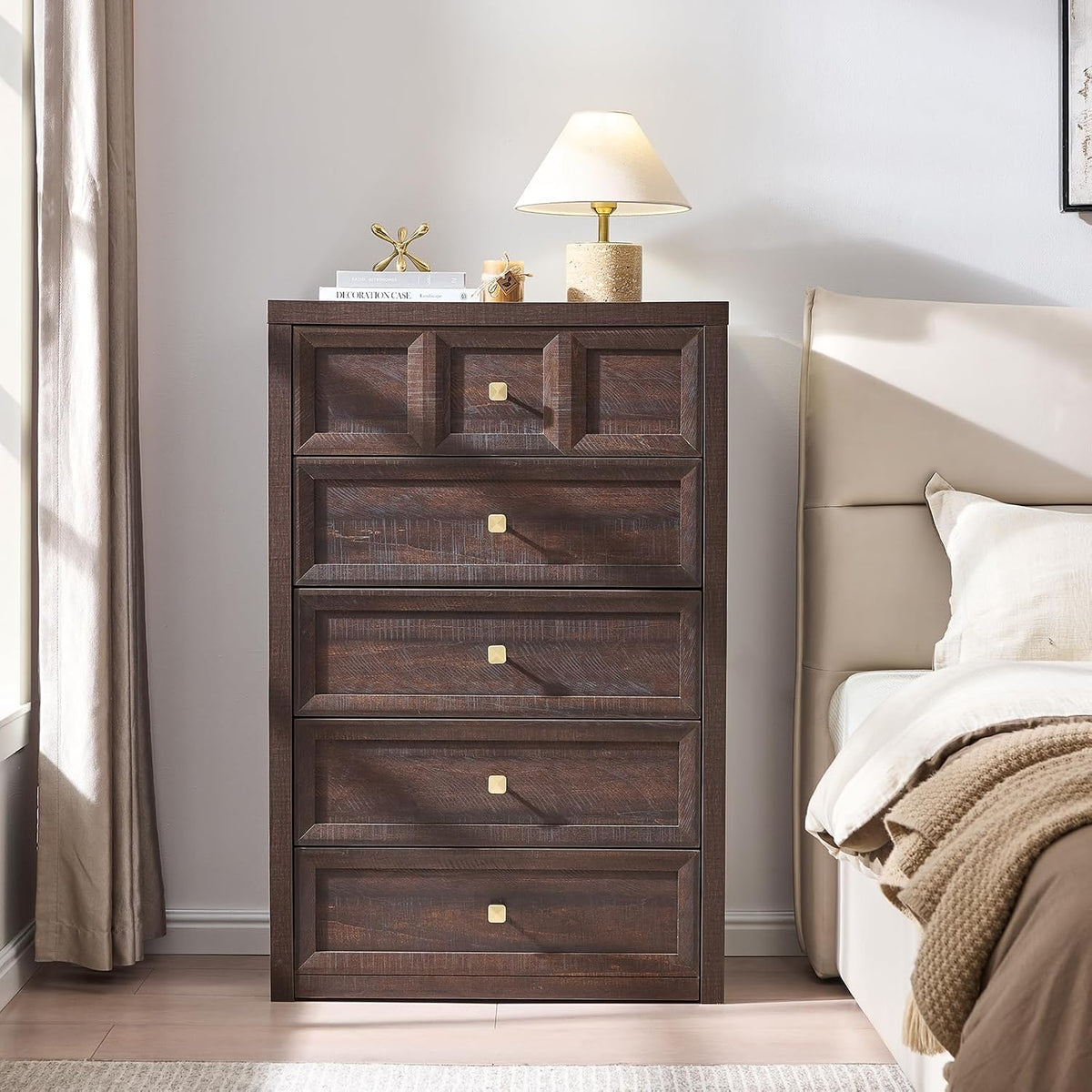5 Drawers Dresser for Bedroom, 45.7" Tall Large Dresser & Chests of ...