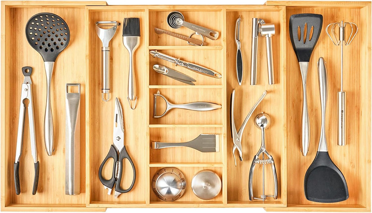 Umilife Extra Large Expandable Kitchen Drawer Organizer for Utensil and Junk,...