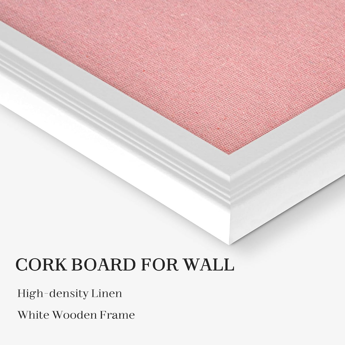 Large Wood Framed Cork Board with Linen, 24" x 18" (Pink)