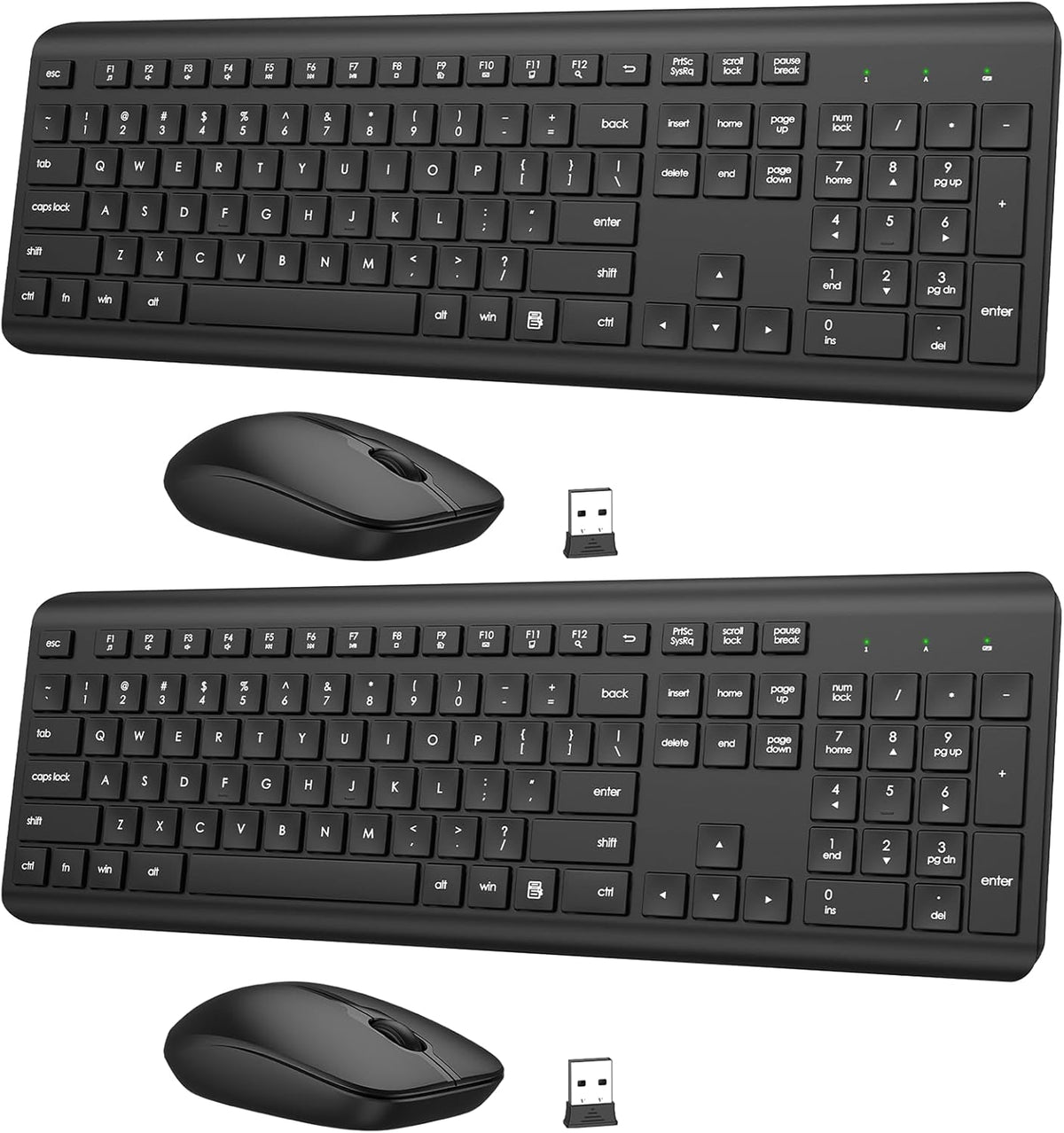 Wireless Keyboard and Mouse Combo, Full-Size Silent Ergonomic Keyboard and Op...