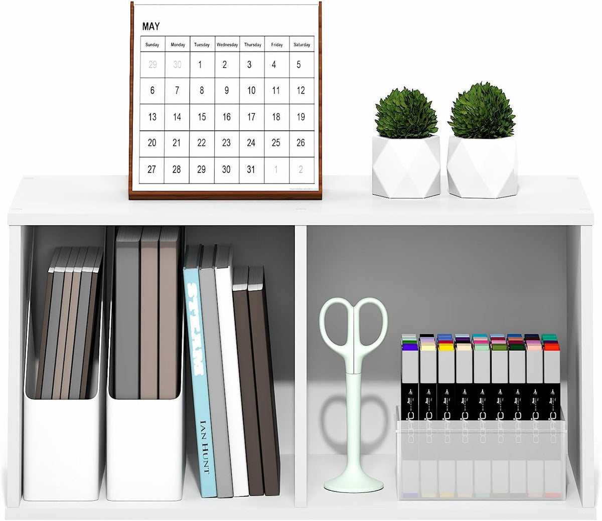 Furinno LUDER Book Shelf, 2-Cube Bookshelf, Bookcase, White