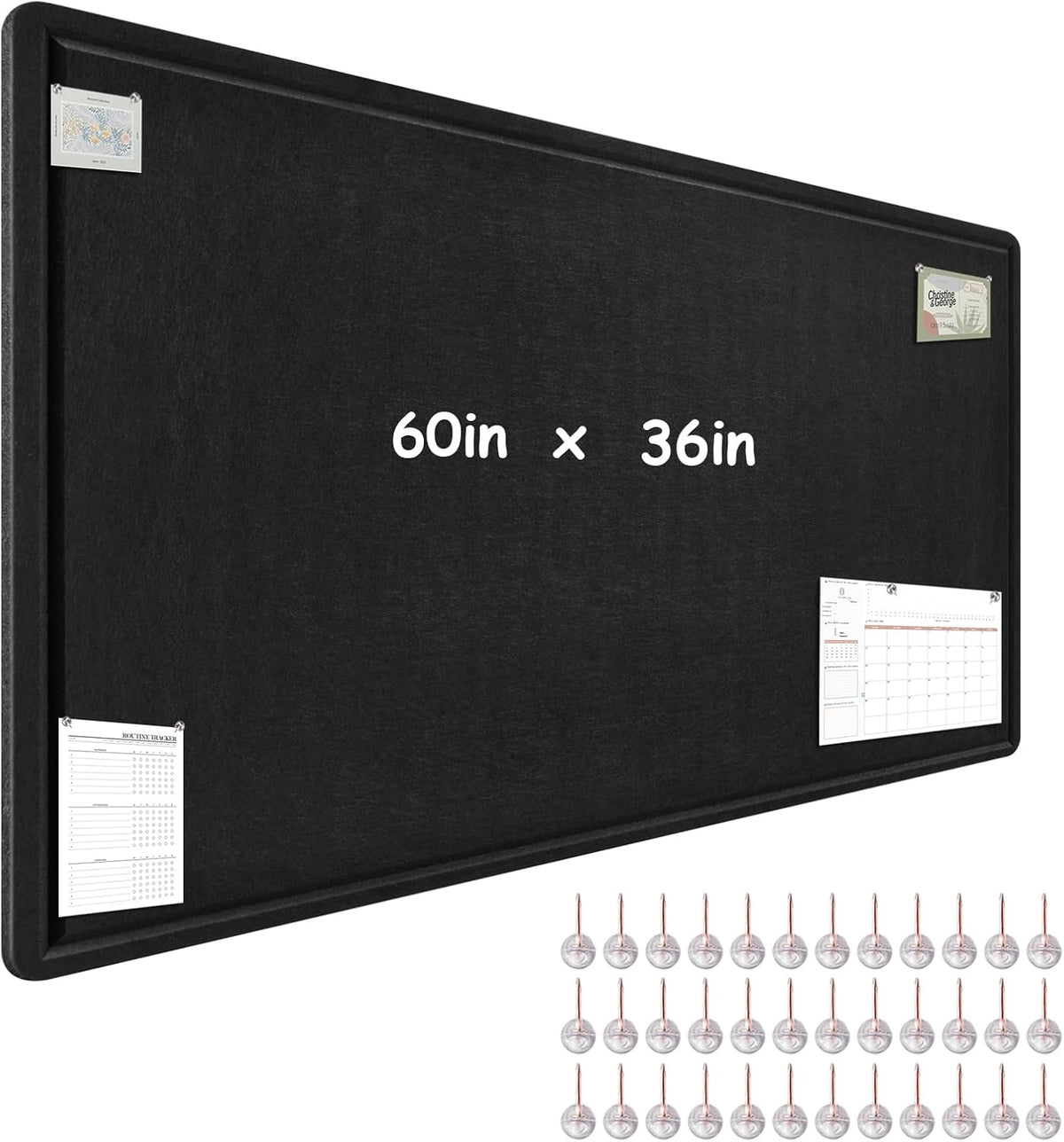 Large Bulletin Board - 60 x 36 Inches, Foldable Decorative Felt Board for Wal...