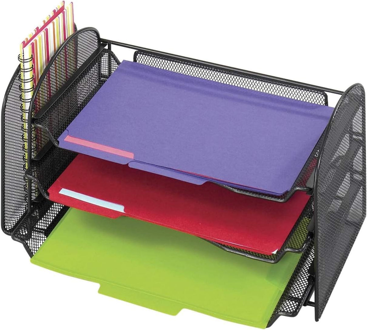 Safco 3265BL Onyx Mesh Desktop Organizer with 1 Vertical, 3 Horizontal Sectio...